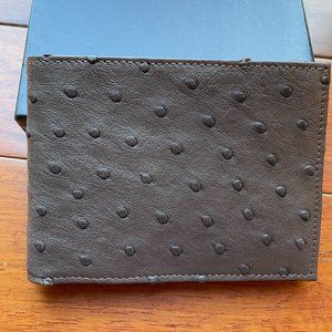 Brown ostrich leather men's wallet